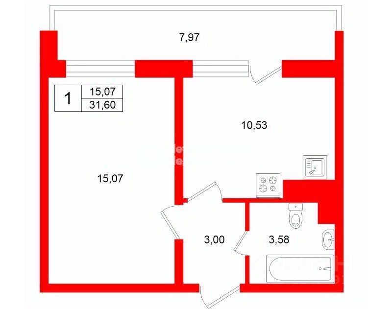 Продажа 1-комн квартиры на вторичном рынке Комендантский проспект, 66к3