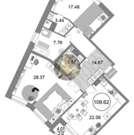 Продажа 2-комн квартиры на вторичном рынке Авиаконструкторов пр-кт,  д. 54