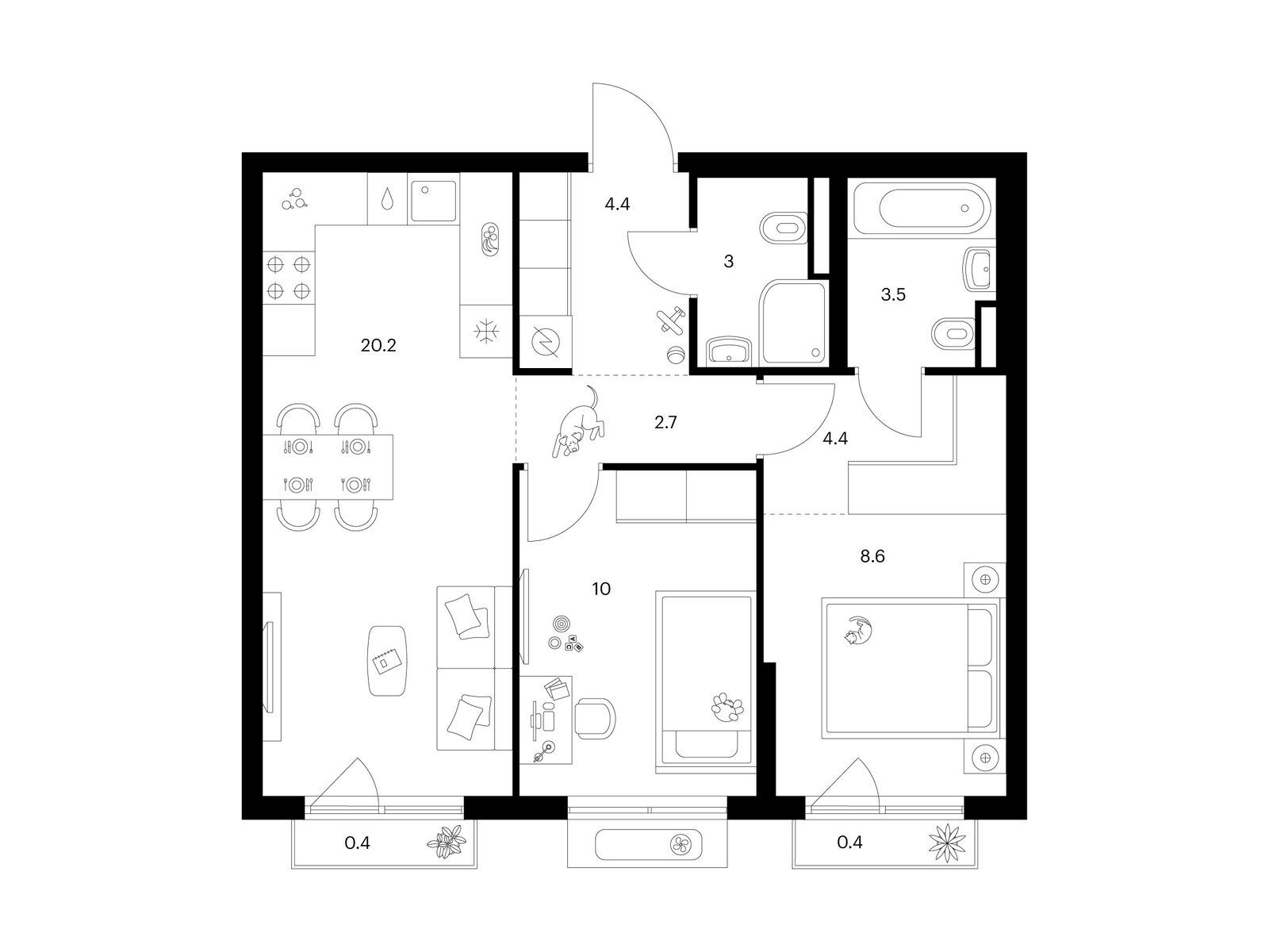 2-комн квартира Ильинское-Усово, Ильинский луга, корп.4.3