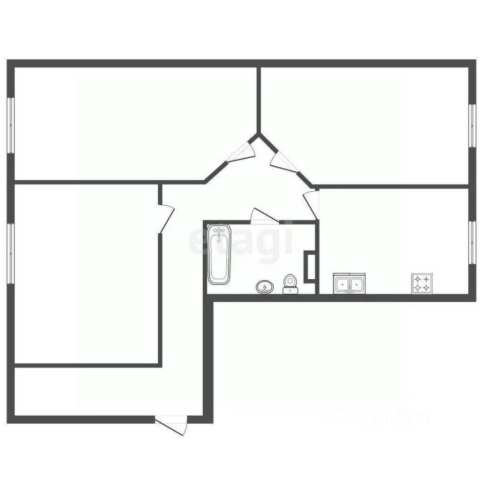 Продажа 3-комн квартиры на вторичном рынке улица Егорова, 25