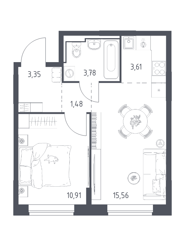 Продажа 1-комн квартиры в новостройке Богданиха д., Красная Слобода ул.,  к. 7.3