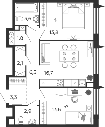 Продажа 2-комн квартиры в новостройке Москва г., Автозаводская ул.,  к. 2.7.1