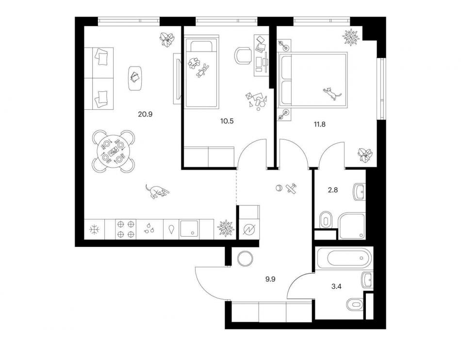 Продажа 2-комн квартиры в новостройке Саларьево парк, корп. 82.4