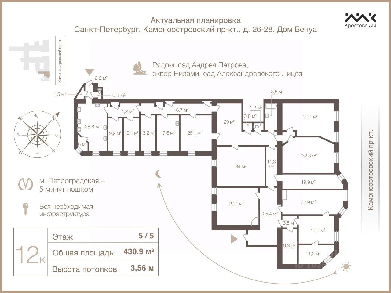 Продажа 6-комн квартиры на вторичном рынке Каменноостровский проспект, 26-28
