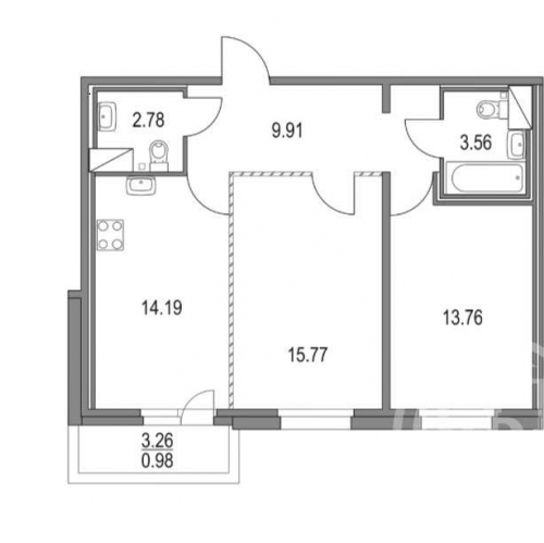 2-комн квартира Коломяжский просп.,  д. 13,  к. 3