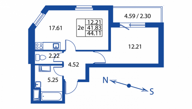 Планировка ЖК Полис на Неве, 12.21 м2
