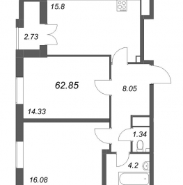 Продажа 2-комн квартиры в новостройке Санкт-Петербург г., Юрия Гагарина пр-кт,  к. 2