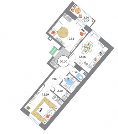 Планировка ЖК Modum, 25.3 м2