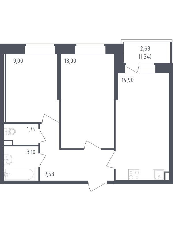 Продажа 2-комн квартиры в новостройке Санкт-Петербург г., Славянская ул.,  к. 39