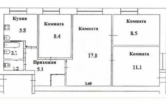 Продажа 4-комн квартиры на вторичном рынке улица Победы,  д. 19