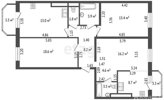 Продажа 3-комн квартиры на вторичном рынке Озерковский 3-й пер,  д. 1 к1