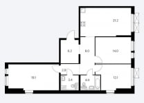 Планировка ЖК Кантемировская 11, 45.2 м2