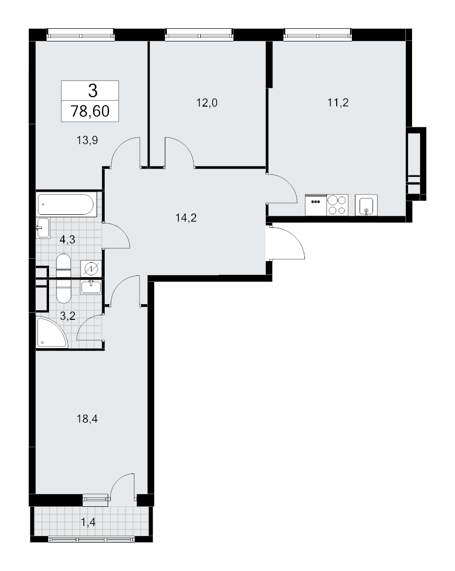 Продажа 3-комн квартиры в новостройке Марушкинское пос., Боровское ш.,  к. 3.1