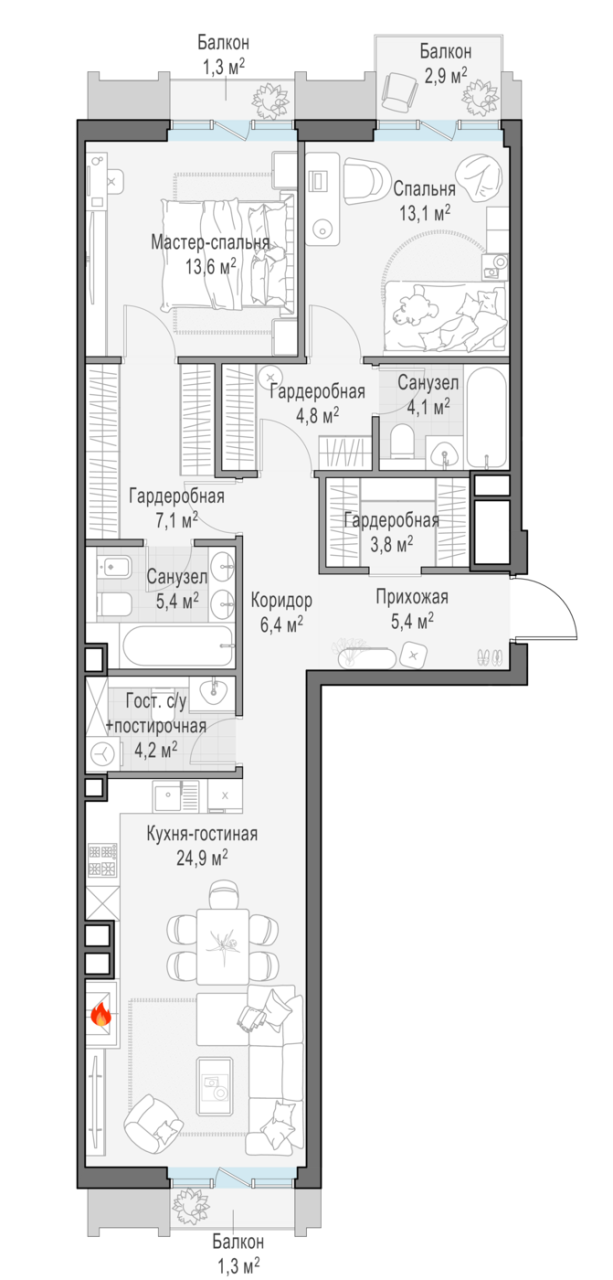 Продажа 2-комн квартиры в новостройке Москва г., Средний Тишинский пер.,  к. K5S3
