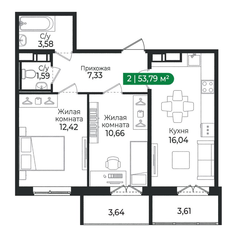Продажа 2-комн квартиры в новостройке Сертолово г., Дмитрия Кожемякина ул.,  к. 4