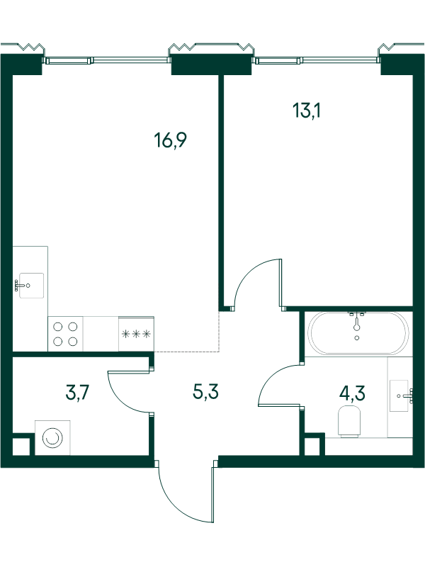 Продажа 1-комн квартиры в новостройке Москва г., Чкаловский б-р,  к. 3.4