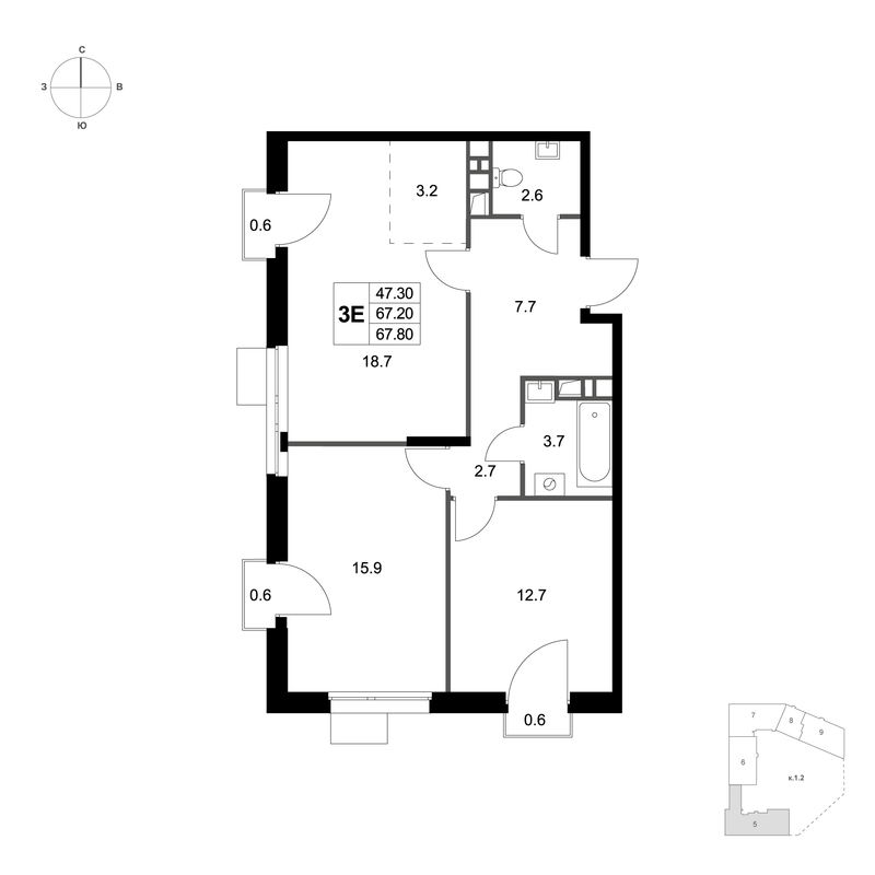 Продажа 2-комн квартиры в новостройке Марусино пгт., Заречная ул.,  к. 1.2
