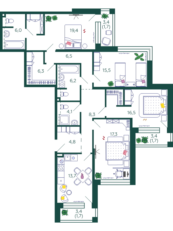 Продажа 4-комн квартиры в новостройке Москва г., Автозаводская ул.,  к. 1.12