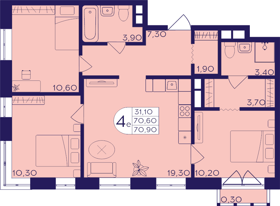 Продажа 3-комн квартиры в новостройке Балашиха г., Железнодорожный мкр.,  к. 410