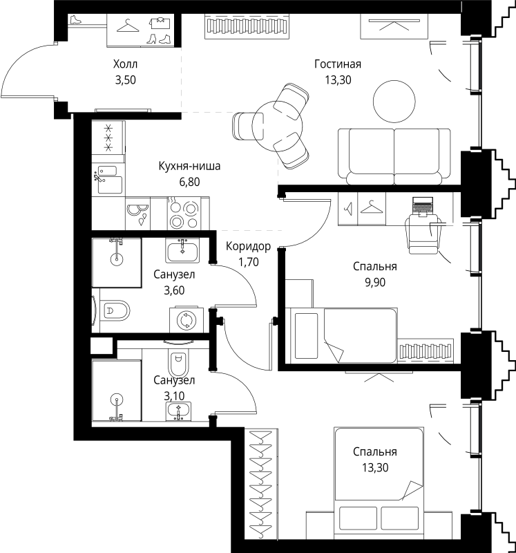 Продажа 2-комн квартиры в новостройке Москва г., Верейская ул.,  к. SET.1.2