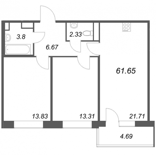 2-комн квартира Санкт-Петербург г., Курская ул.,  к. 1