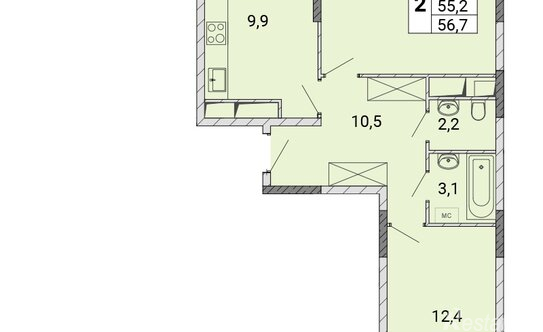 Продажа 2-комн квартиры на вторичном рынке Железнодорожный, улица Поликахина