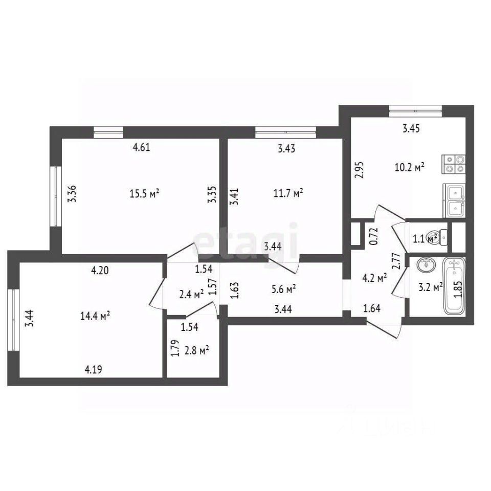 Продажа 3-комн квартиры на вторичном рынке улица Белышева, 5/6