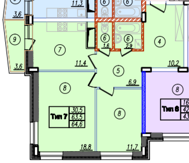 Планировка ЖК Мелодия леса, 30.5 м2