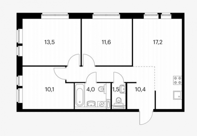 Планировка ЖК Измайловский лес, 35.2 м2