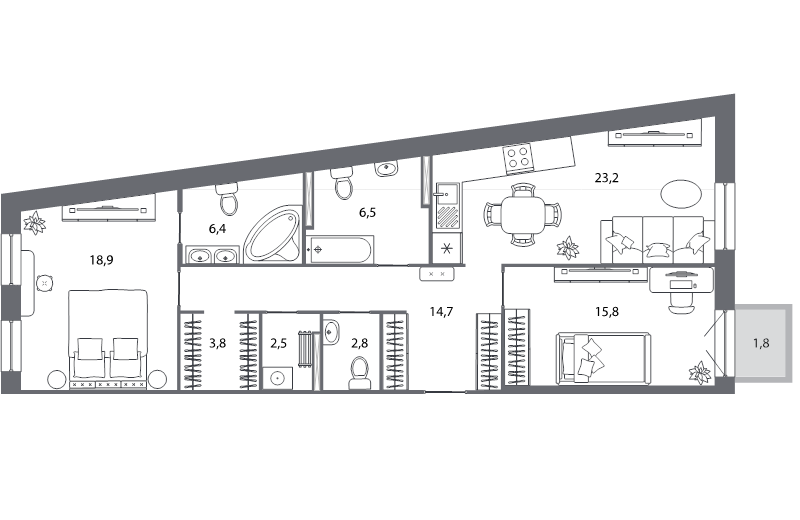Продажа 2-комн квартиры в новостройке Санкт-Петербург г., Карповки реки наб.,  к. 8.1