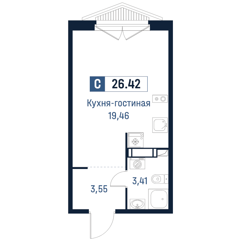 Продажа студии Мурино п., Романовская ул.,  к. 2