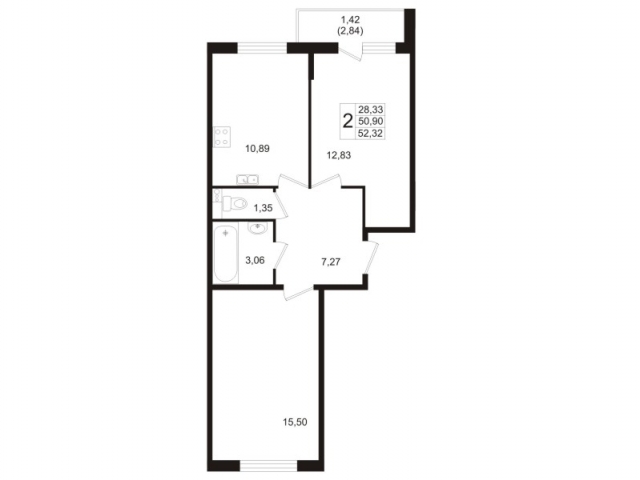 Планировка ЖК Мой город, 28.33 м2