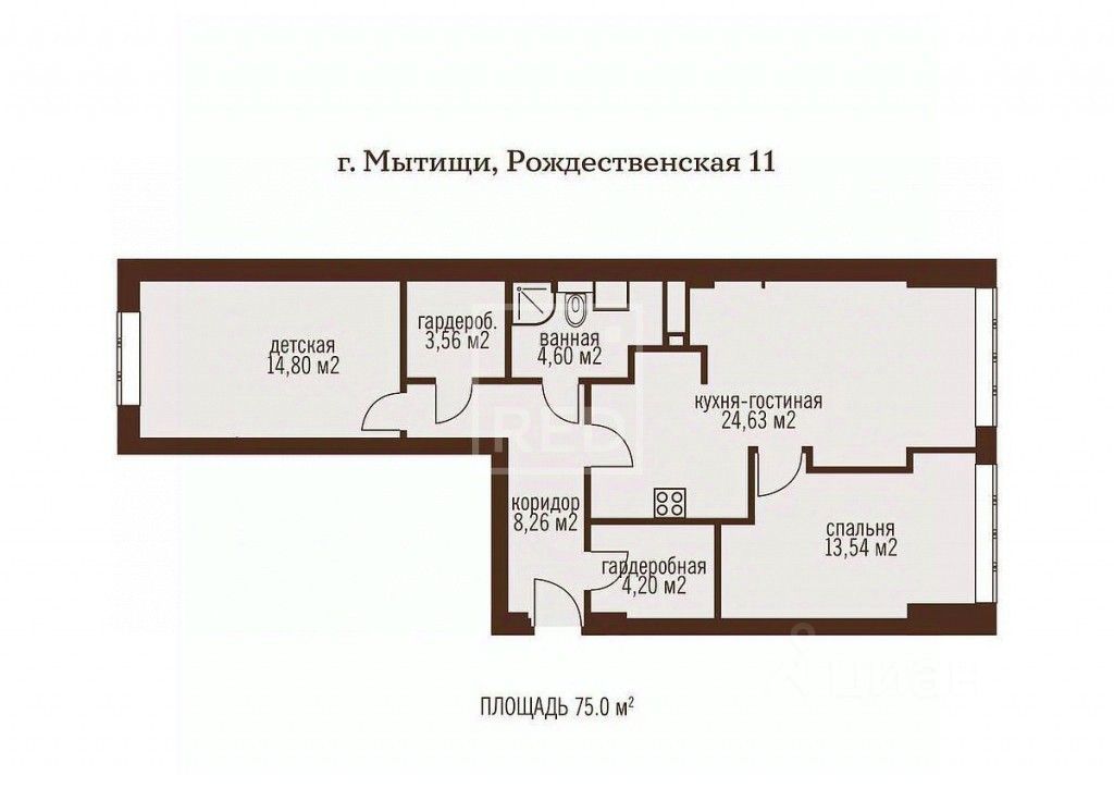 Продажа 3-комн квартиры на вторичном рынке Мытищи, улица Рождественская, 11