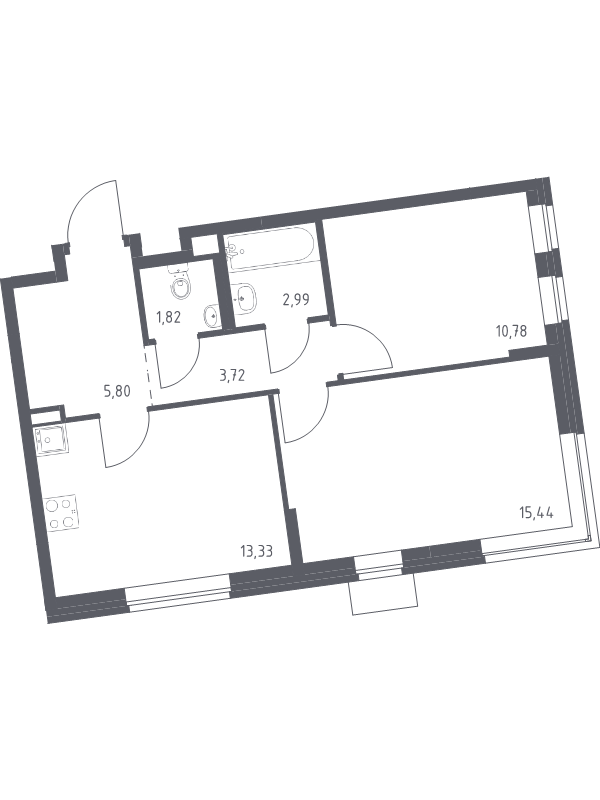 Продажа 2-комн квартиры в новостройке Алхимово д., Полевая ул.,  к. 1