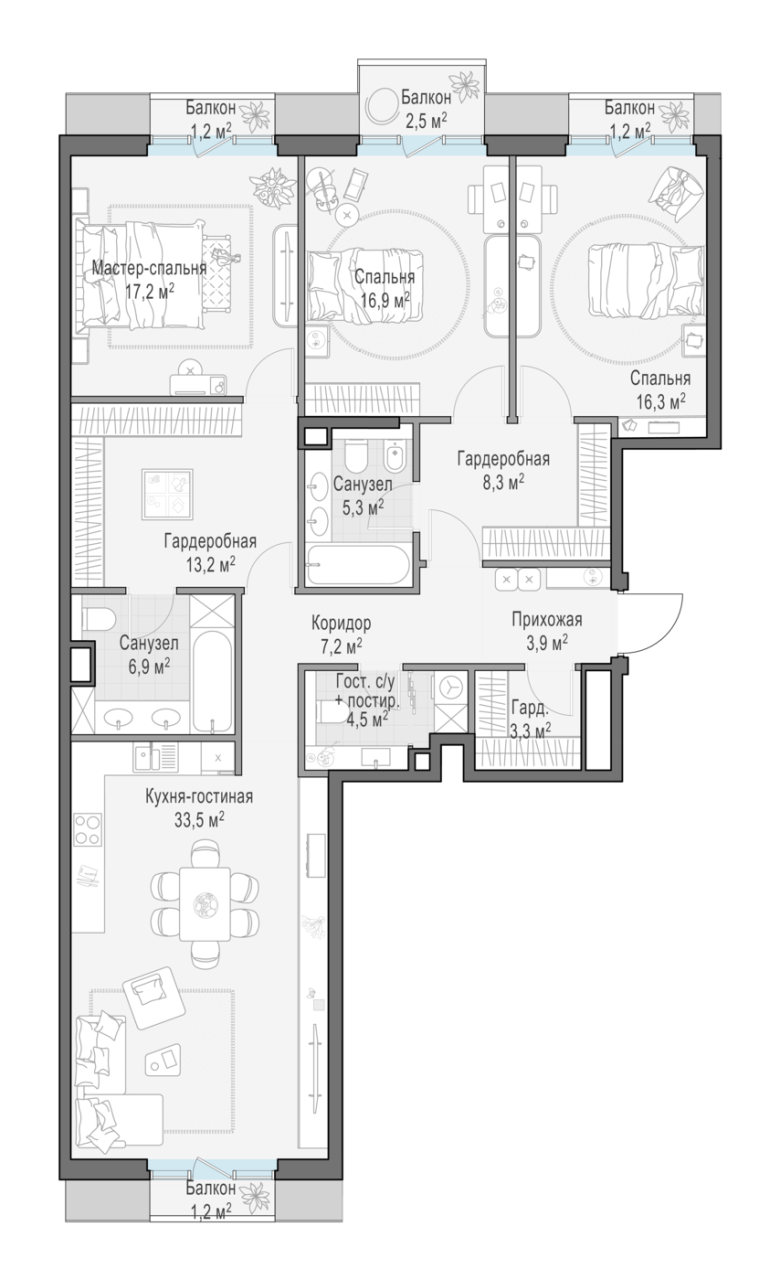 Продажа 3-комн квартиры в новостройке Москва г., Средний Тишинский пер.,  к. 8S2