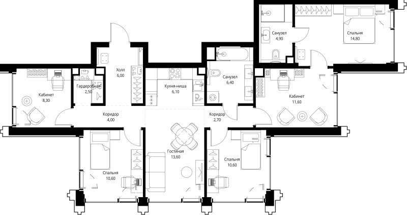 Продажа 5-комн квартиры в новостройке Москва г., Верейская ул.,  к. SET.1.2