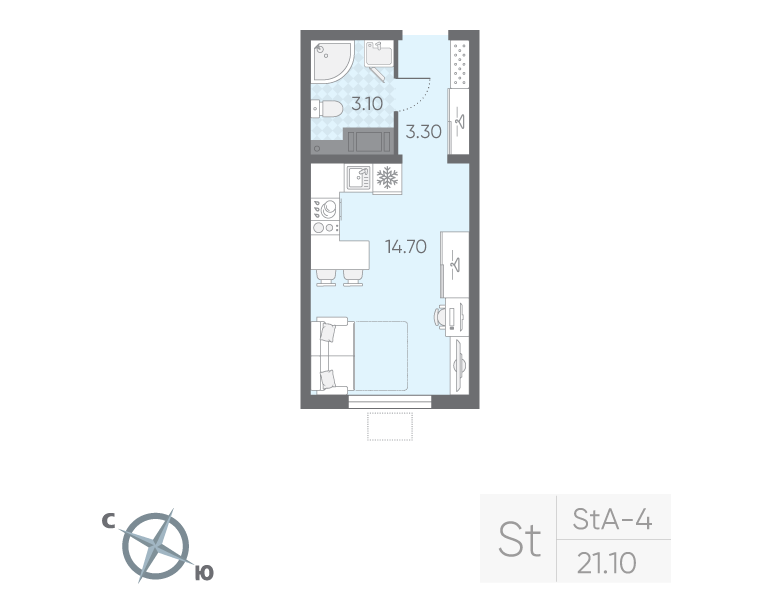 Продажа студии Санкт-Петербург г., Пискаревский пр-кт,  к. 11