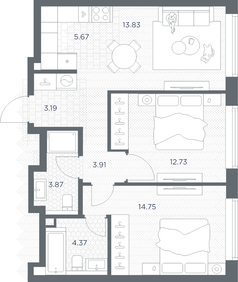 Продажа 2-комн квартиры в новостройке Москва г., Веткина ул.,  к. Башня-А