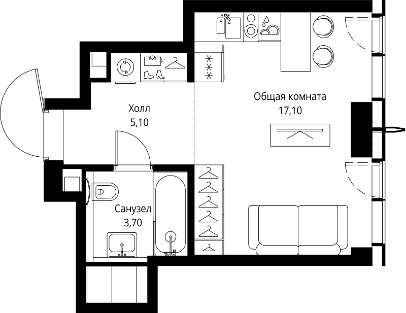 Продажа студии Москва г.,  Волоколамское ш.,  к. Pacific 1