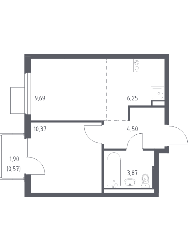 Продажа 1-комн квартиры в новостройке Коробово д., 10 км до МКАД,  к. 6.2