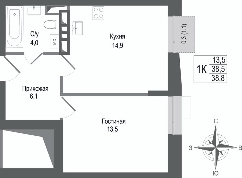 Продажа 1-комн квартиры в новостройке Королёв г.,  к. 2