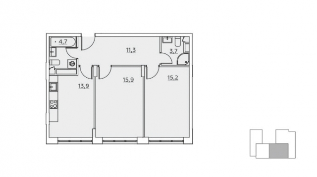 Планировка ЖК Скандинавия, 31.1 м2