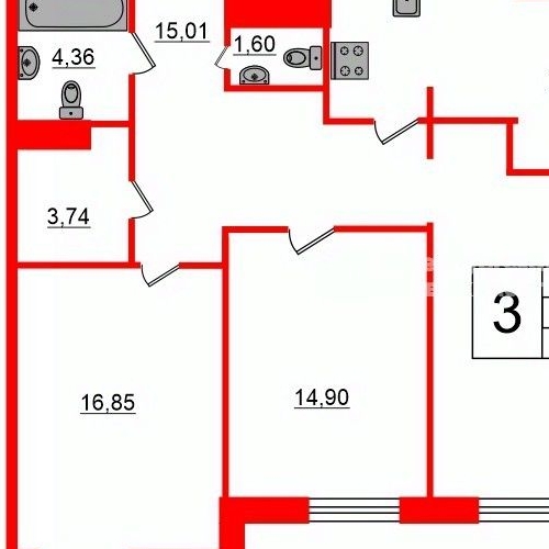 3-комн квартира Выборг, проезд Рельефный, 4