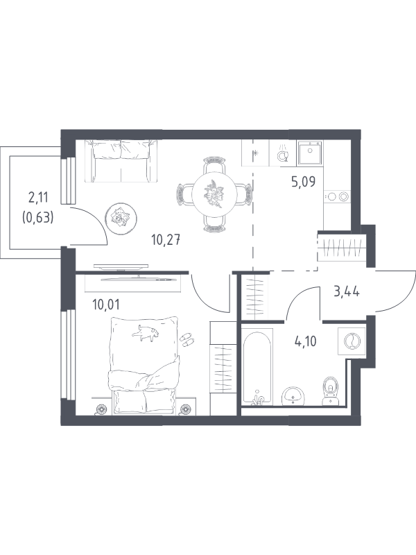 Продажа 1-комн квартиры в новостройке Мисайлово д., Молодежный б-р,  к. 21