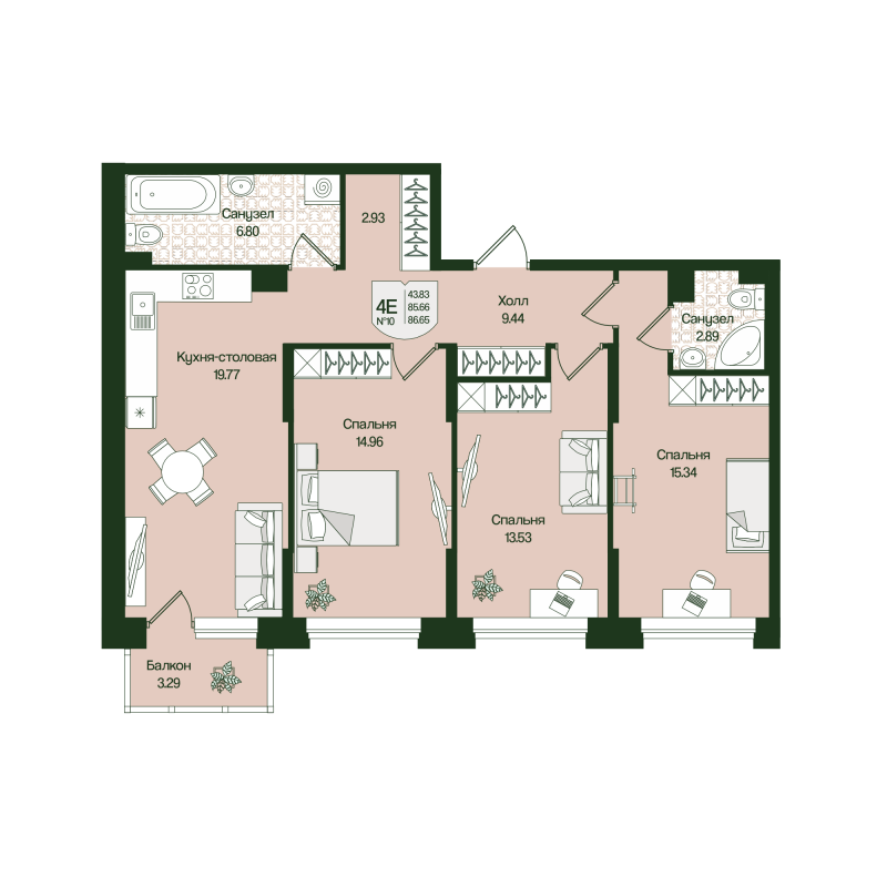 Продажа 3-комн квартиры в новостройке Мистолово д., Большой пр-кт,  к. 4