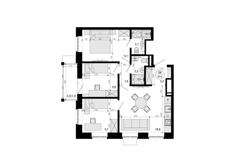 Продажа 3-комн квартиры в новостройке Одинцово г., Маковского ул.,  к. 4