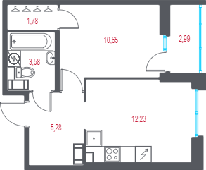 Продажа 1-комн квартиры в новостройке Пушкин г., 1-я линия, территория Лесное,  к. 1.3