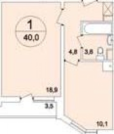 Планировка ЖК Град Московский, 18.9 м2