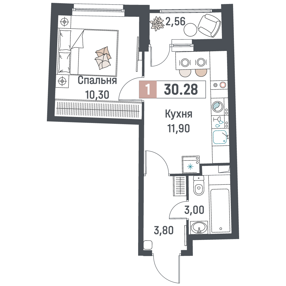 Продажа 1-комн квартиры в новостройке Мурино п, Авиаторов Балтики пр-кт,  д. 31