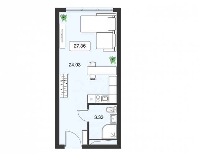 Планировка ЖК ГОРОД DAILY, 24.03 м2